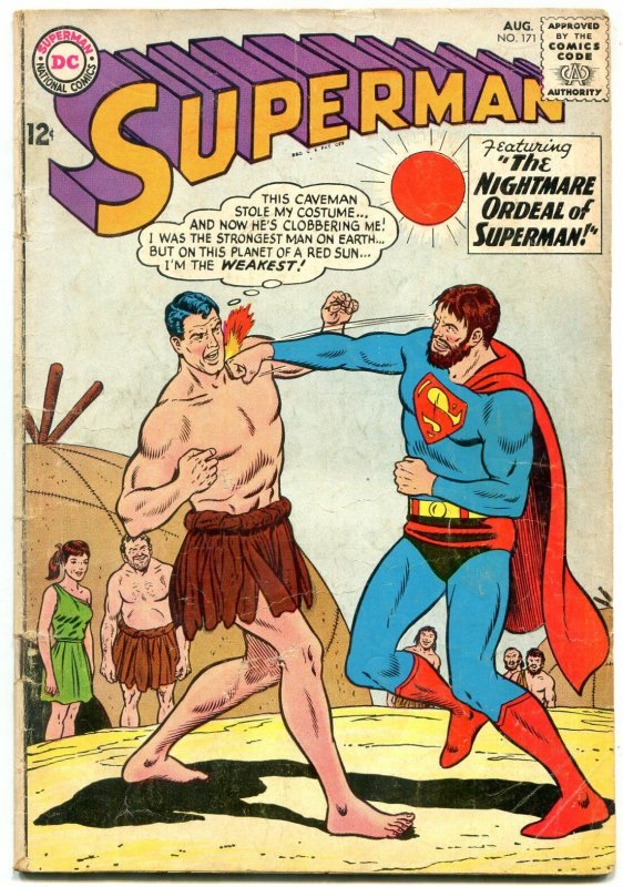 SUPERMAN #171 comic book 1964-DC COMICS-CAVE MAN COVER BOXING vg