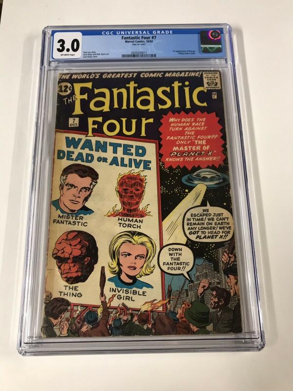 Fantastic Four 7 Cgc 3.0 Ow Pages Marvel Silver Age