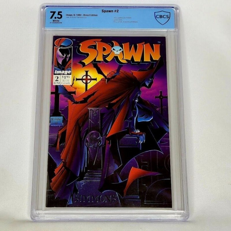 Spawn #2 Image 1992 CBCS 7.5 1st Full Appearance Violator Todd McFarlane Not CGC