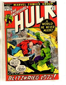 Incredible Hulk # 155 VF Marvel Comic Book Trimpe Avengers Thor Blitzkrieg TW64