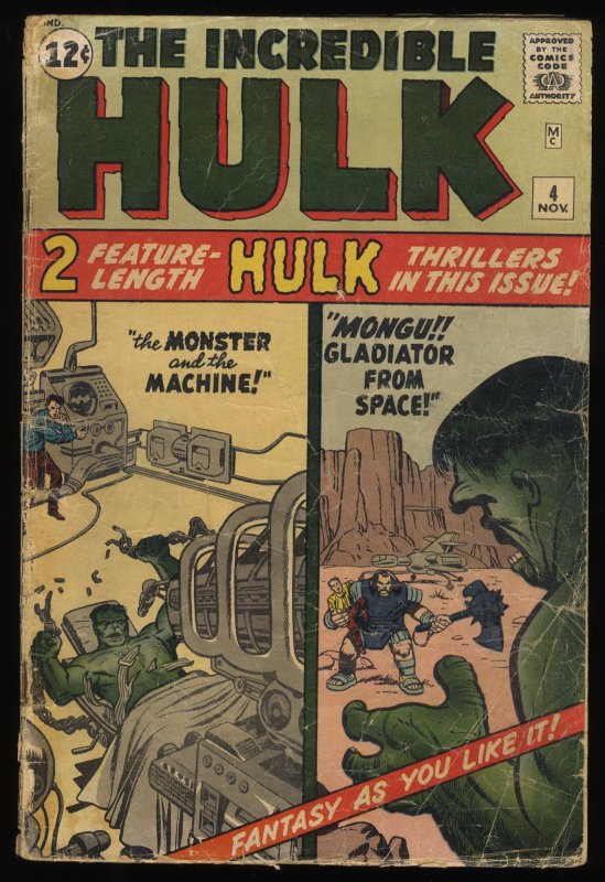 Incredible Hulk (1962) #4 FA/GD 1.5 Origin of Incredible Hulk Retold!