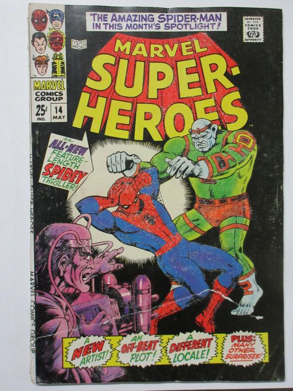 Marvel Super-Heroes 14 (May 1968) Feat. Original Spider-Man Thriller! Good