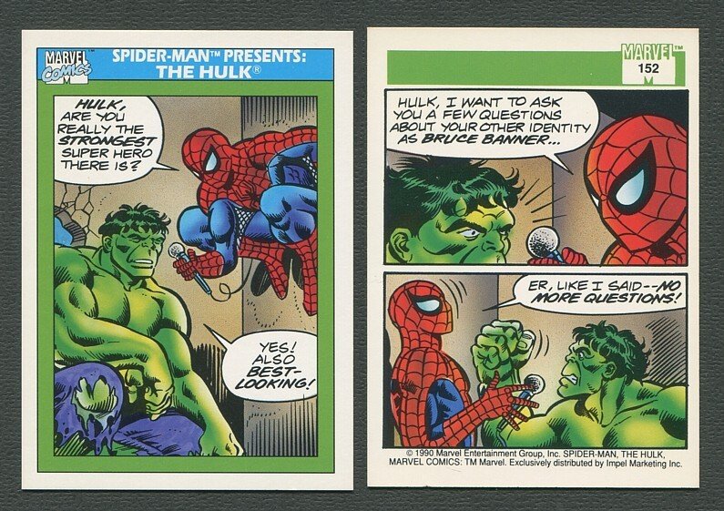 1990 Marvel Comics Card  #152 ( Spiderman/Hulk )  MINT