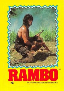 1985 Topps Rambo First Blood Part II Sticker #6 John Rambo > Sylvester Stallone