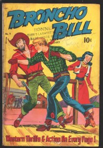 Broncho Bill #9 1949-Nedor-Alex Schomburg cover art-Old store stamp on cover-Spi