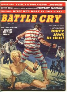 BATTLE CRY- MAY 1960-STANLEY PUBS-SPICY HOT BLONDE-HANDCUFFS-SHEESECAKE-vg