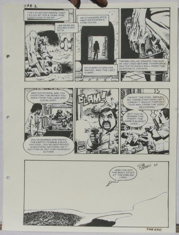 RICHARD CORBEN original art, SLASH & BURN pgs 22-23, FIRE SALE, Signed, 2 pages