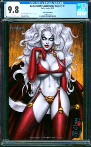 Lady Death Cataclysmic Majesty #1 Bisley Chase Scarlet Ed. Coffin CGC 9.8 /75