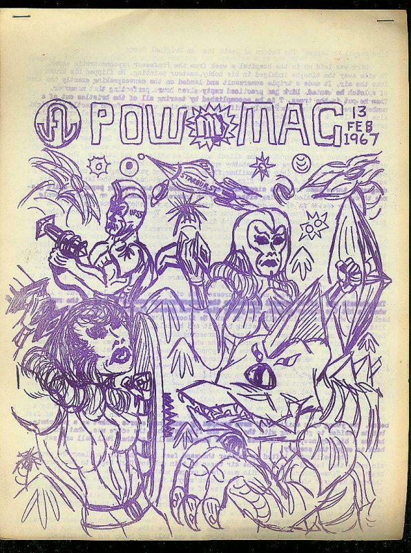 POW #13-FEB 1967-CRUDE COMIC BOOK FANZINE-12 PAGES-RARE FN 