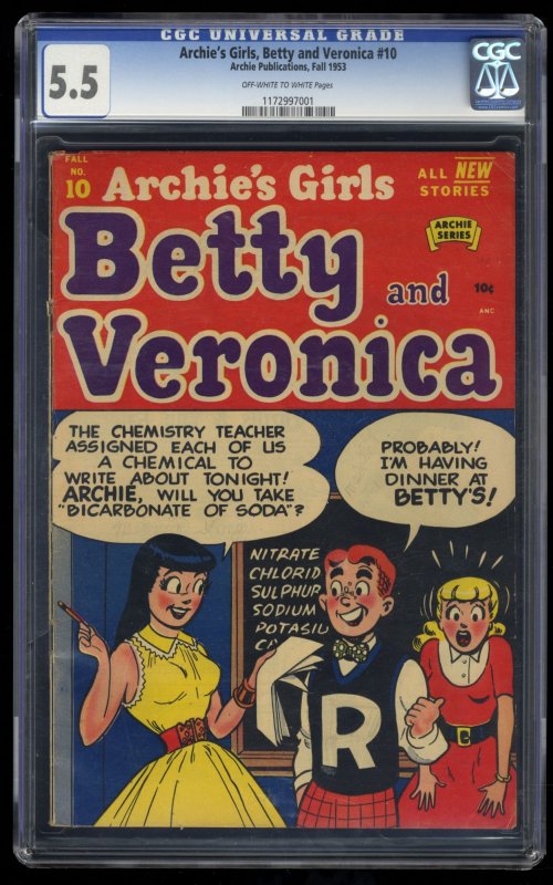 Archie's Girls Betty and Veronica #10 CGC FN- 5.5 Off White to White