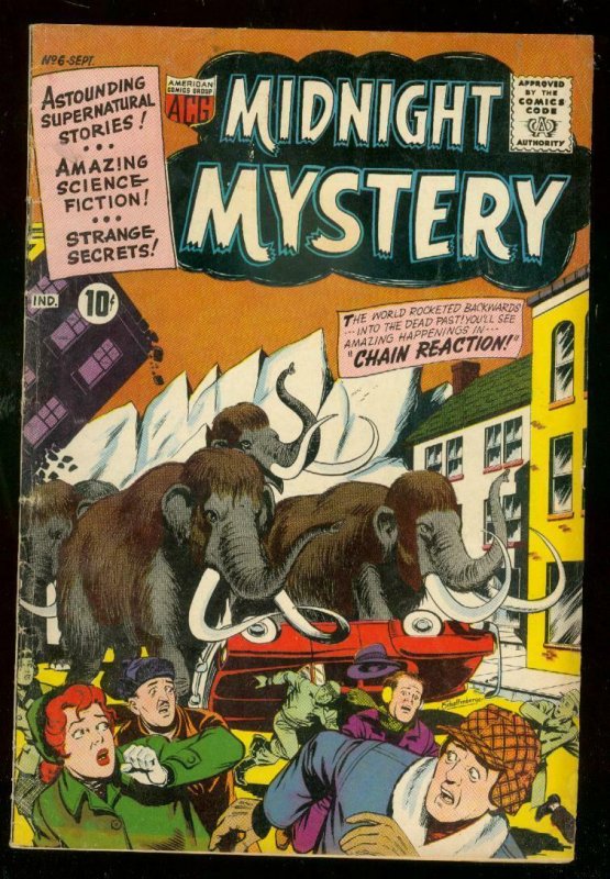 MIDNIGHT MYSTERY #6 1961-WOOLY MAMMOTH COVER-TIGER HORR VG
