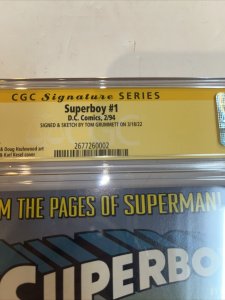Superboy (1994) # 1 (CGC 9.8 SS WP) Signed Sketch Grummett (Superboy)