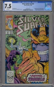 SILVER SURFER V3 #44 CGC 7.5 1ST INFINITY GAUNTLET WHITE PAGES NEVER PRESSED