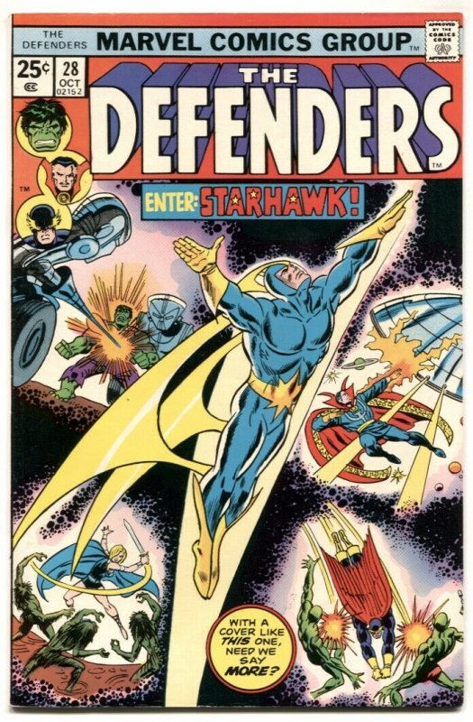 THE DEFENDERS #28  1975-STARHAWK Comic Book VF-