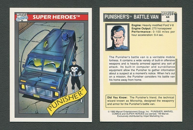 1990 Marvel Comics Card  #44 ( Punisher Battle Van)  NM