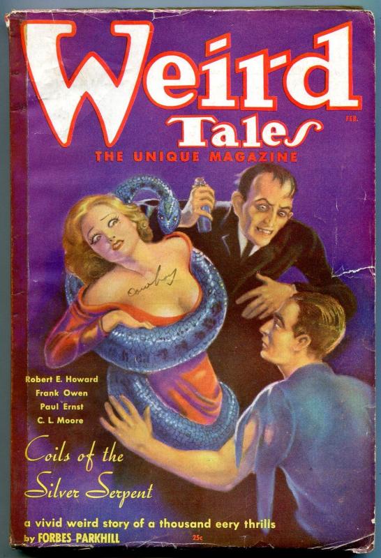 Weird Tales Pulp February 1936- Brundage- Robert E Howard- Snake cover