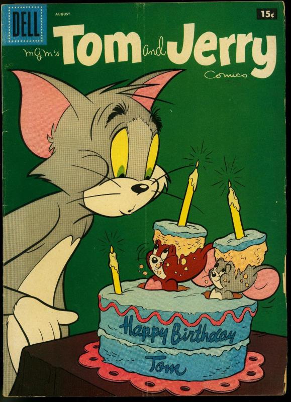 Tom and Jerry #157 1957- Birthday Cake cover- Dell Comics VG-