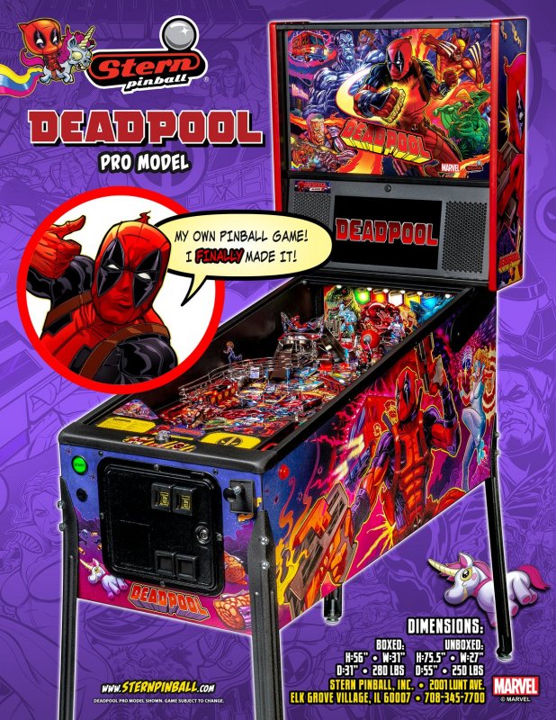 Dead Pool Pro Model Pinball Flyer Marvel Comic Superhero Art Print