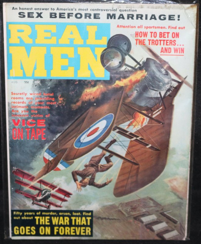 Real Men Magazine #4 Painted Art Cover - Aerial Dogfight 1962 art by Vic Prezio