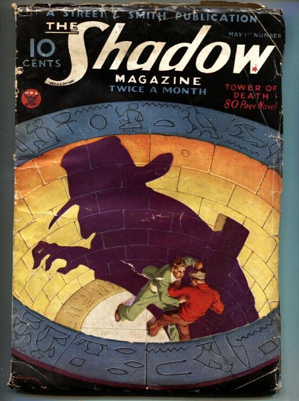 SHADOW 1934 May 1 Rozen cover art-STREET AND SMITH-RARE PULP vg-