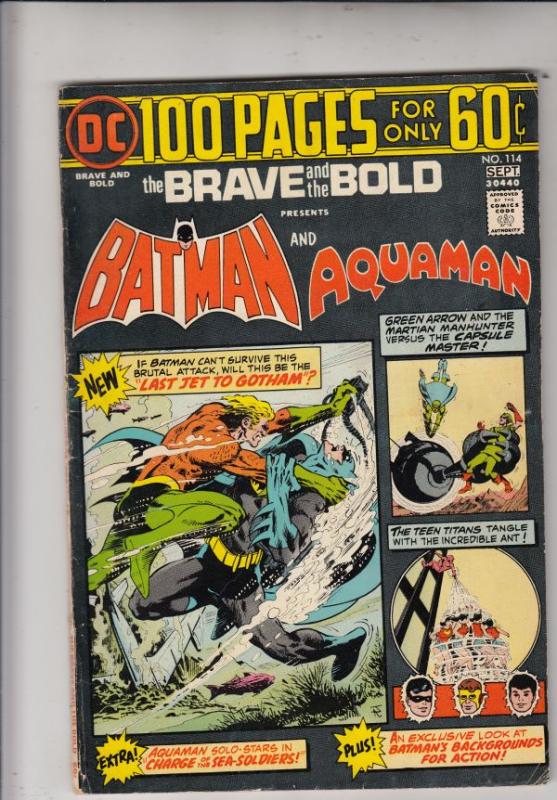 Brave and the Bold, The #114 (Sep-74) FN Mid-Grade Batman, Aquaman