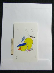 GRADUATION Cartoon Bird on Swing Cap & Diploma 4.25x7 Greeting Card Art #G4345