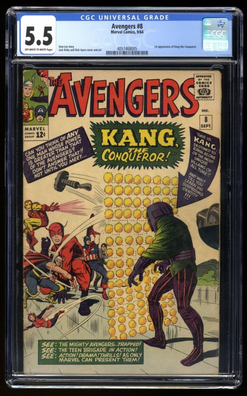 Avengers #8 CGC FN- 5.5 Off White to White 1st Appearance Kang!