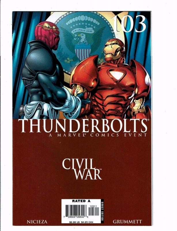 Lot Of 3 Thunderbolts Marvel Comic Books # 103 104 105 Civil War Tie-In J123