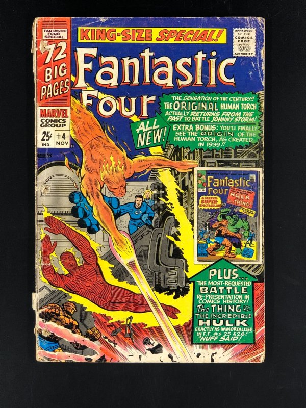 Fantastic Four Annual #4 (1966) GD- 1st GA Human Torch in SA, See Description