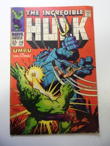 The incredible Hulk #110 (1968) VG Condition stains bc