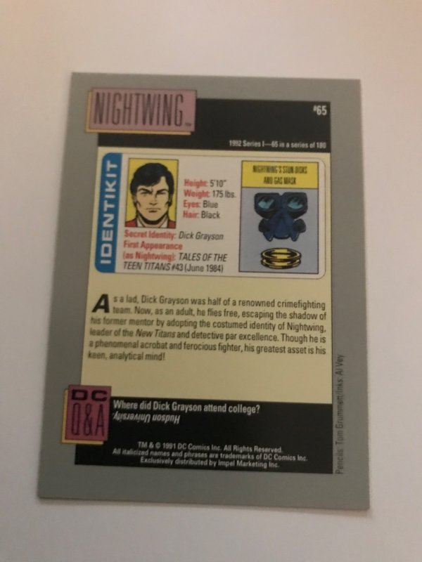 NIGHTWING #65 card : 1992 DC Universe Series 1, NM/M, Impel; Batman family