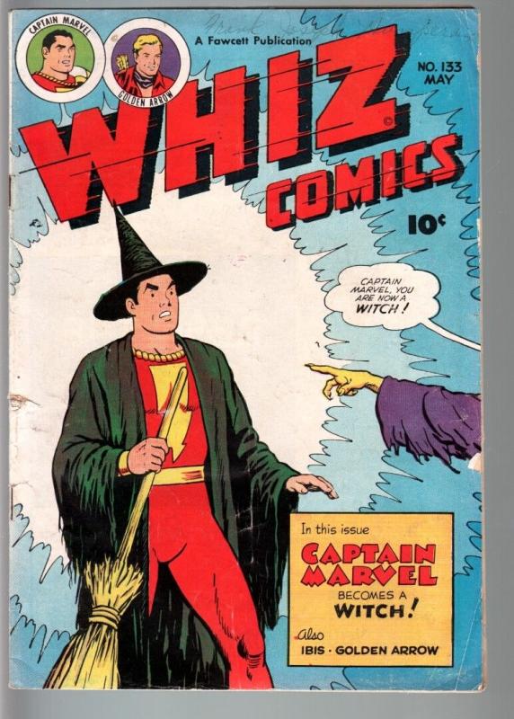 WHIZ COMICS #133-CAPTAIN MARVEL-BASIL WOLVERTON-GOLDEN AGE-VG VG