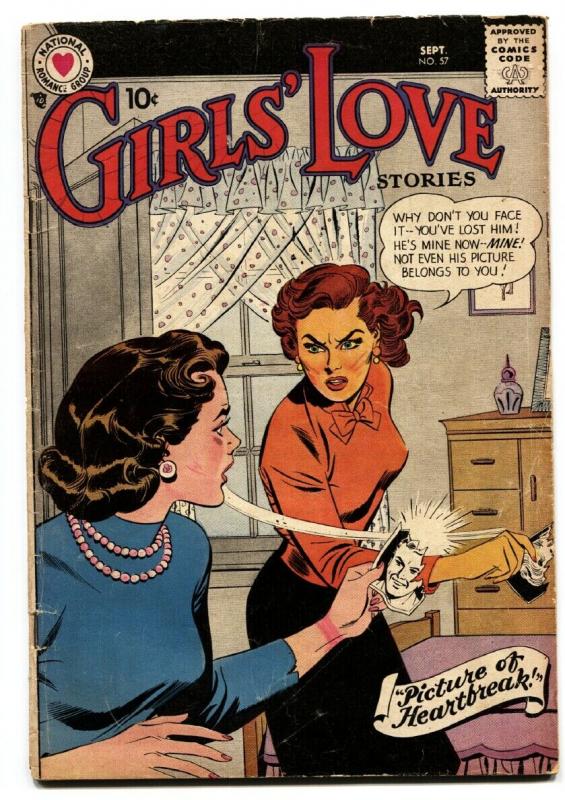 Girls' Love Stories #57 comic book 1958- DC Romance- Fight cover