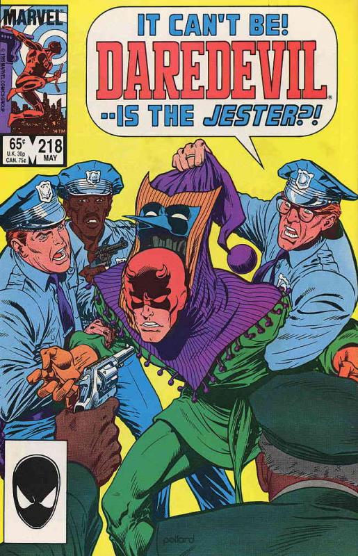 Daredevil #218 VG ; Marvel | low grade comic May 1985 Jester Unmasked Cover