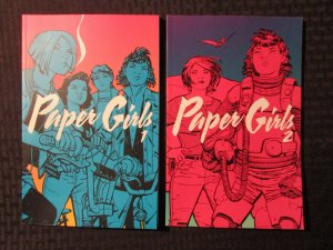 2016 PAPER GIRLS v.1 2nd Print & v.2 1st SC VF/VF+ Image Comics / Cliff Chiang