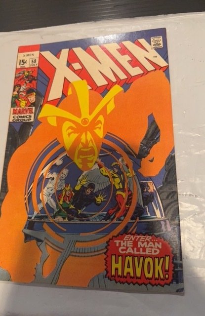The X-Men #58 (1969)first app of Havok light foxxing