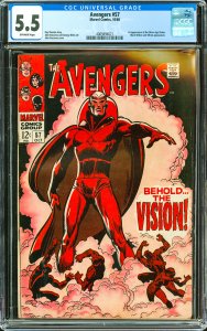 The Avengers #57 (1968) CGC Graded 5.5 - 1st app. The Vision!