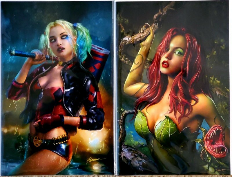 ?HARLEY QUINN & POISON IVY #1 & #2 ?SHANNON MAER VIRGIN SET Lmd 800 w/ COA? 