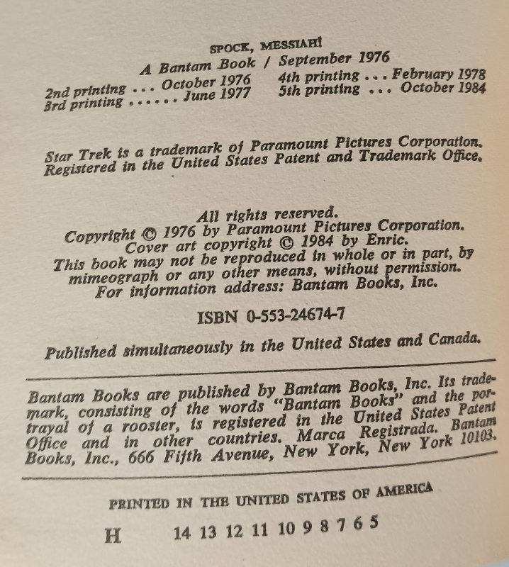 SPOCK MESSIAH - STAR TREK (1993) THEODORE COGSWELL | CHARLES SPANO | PAPERBACK