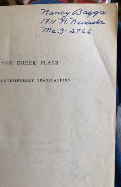 Ten greek  plays in contemporary translations, 1957.