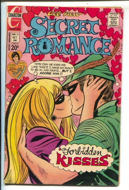 Secret Romance #21 1972-Charlton--Bobby Sherman poster-masked woman cover-VG 