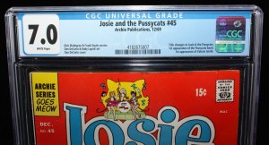 Josie and the Pussycats #45 (CGC 7.0) 1st App. of the Pussycats Band - 1969