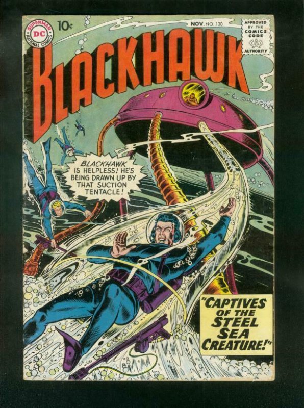 BLACKHAWK COMICS #130 1958-DC COMICS-STEEL SEA CREATURE-fine minus FN-