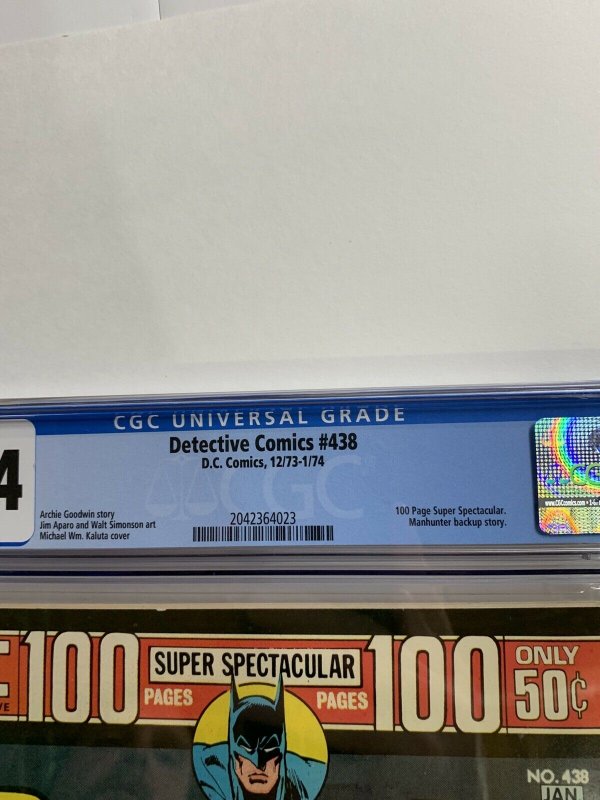 Detective Comics 438 Cgc 9.4 White Pages Batman Dc Comics Bronze Age 2042364023