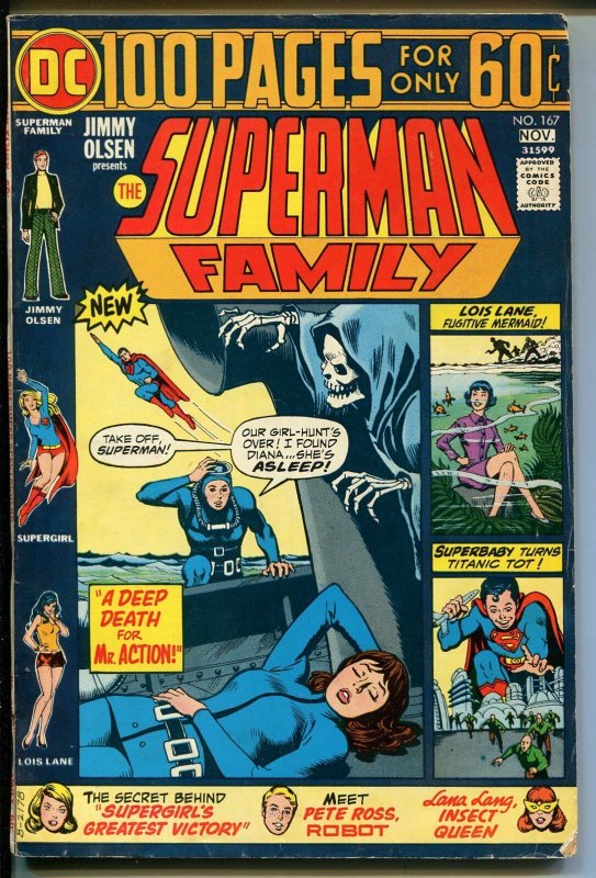 Superman Family #167 1974-DC Comics-Giant issue-Jimmy Olsen-Supergirl-FN