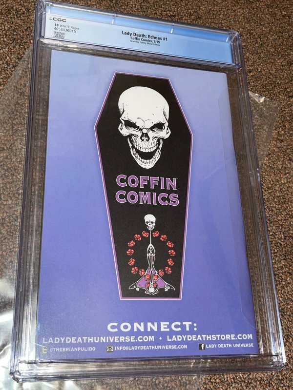Lady Death Echoes 1, Grimsley Family Metal Variant, Ltd to 55, CGC 10, Top Pop!