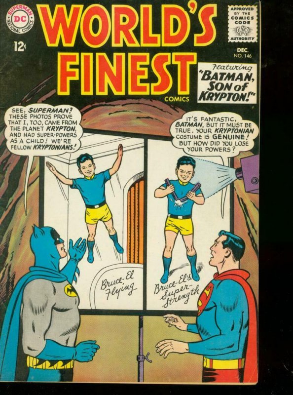 Worlds Finest #146 1964 DC Batman Superman Robin Origin FN/VF | Comic