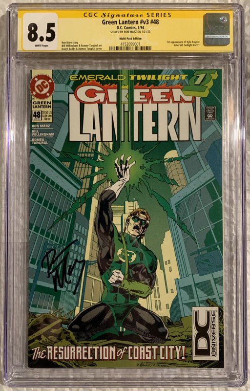 1ST KYLE RAYNER Green Lantern Vol. 3 #48 DC UNIVERSE variant SIGNED CGC 8.5 VF+