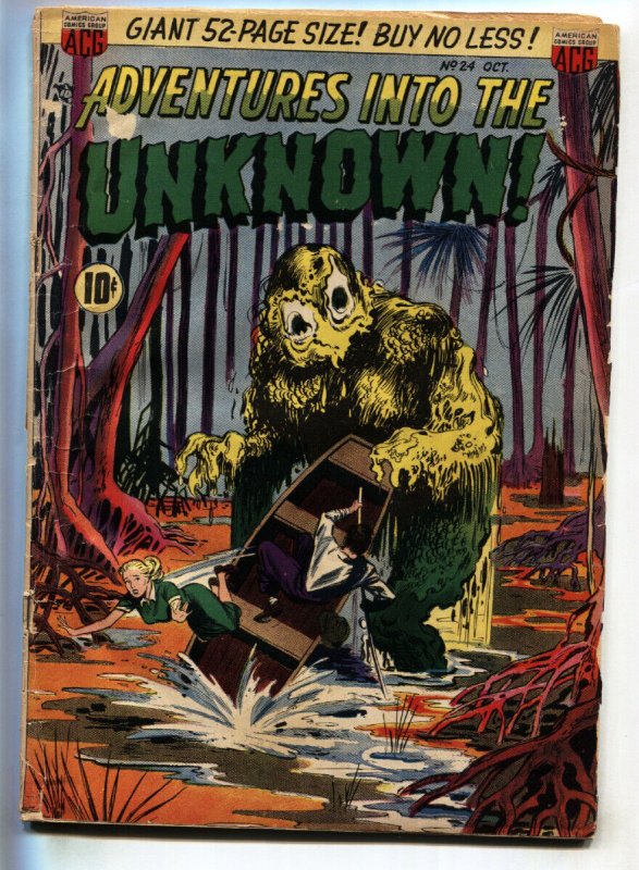 ADVENTURES INTO THE UNKNOWN #24--Pre-code horror--Swamp monster--comic book