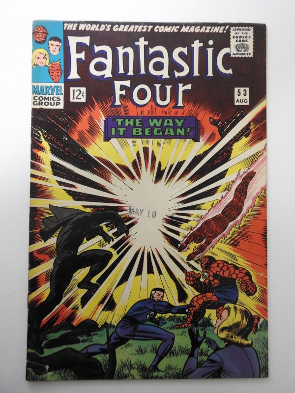Fantastic Four #53 (1966) VG+ Cond 2nd app of the Black Panther 1 in spine split